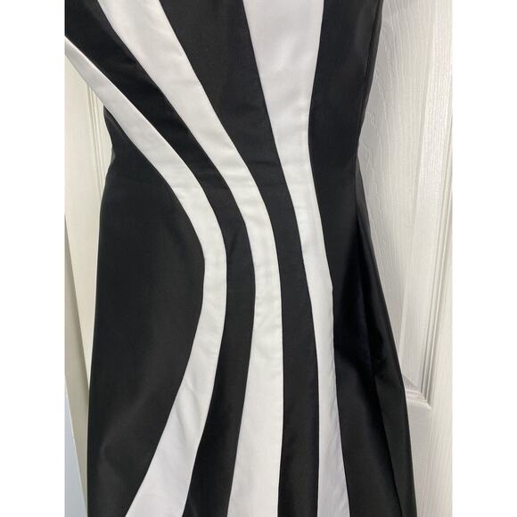 Vintage Cache Black Dress Maxi Gown 90s Y2k Strapless Black White Size 12 USA - Picture 4 of 10